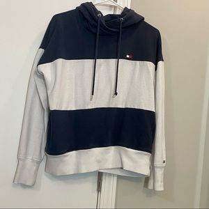 Tommy Hilfiger blue and white striped hoodie